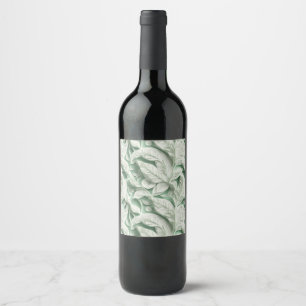 Étiquette Pour Bouteilles De Vin Élégant vintage blanc vert motif de feuille botani