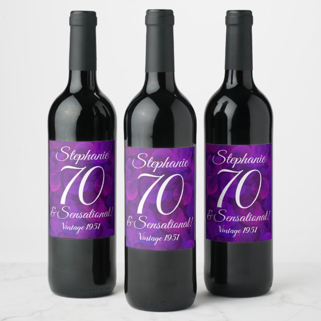 Étiquette Pour Bouteilles De Vin Élégant violet 70 et sensationnel personnalisé (Bouteilles)