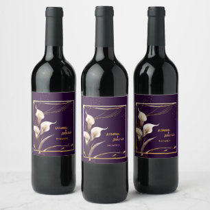 Étiquette Pour Bouteilles De Vin Elégant violet ivoire Calla Lily Mariage personnal