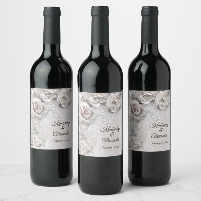 Étiquette Pour Bouteilles De Vin Elegant Wedding Wine Label with your Names & Date (Bouteilles)