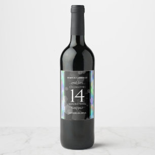 Étiquette Pour Bouteilles De Vin Élégante 14ème anniversaire du Mariage Opal