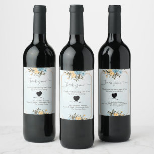 Étiquette Pour Bouteilles De Vin Elégante aquarelle florale moderne Mariage de verd