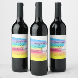 Étiquette Pour Bouteilles De Vin Elégante Arc-en-ciel Personnalisée Enterrement de