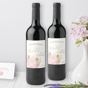 Étiquette Pour Bouteilles De Vin Élégante calligraphie Or rose Fête des mariées flo
