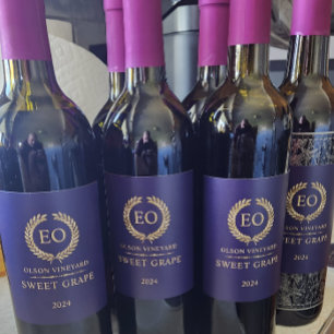 Étiquette Pour Bouteilles De Vin Élégante Couronne De Laurel Or Sur Étiquette De Vi