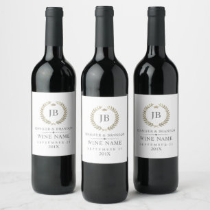 Étiquette Pour Bouteilles De Vin Élégante couronne de laurier blanc de Parties sc