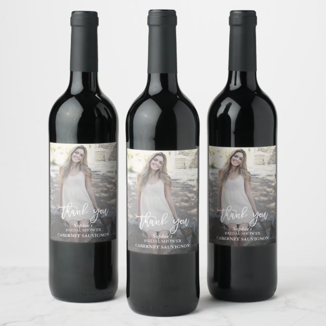 Étiquette Pour Bouteilles De Vin Élégante douche de mariée sur mesure avec photo (Bouteilles)