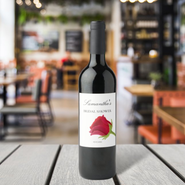Étiquette Pour Bouteilles De Vin Elégante Fête des mariées rouge (Créateur téléchargé)