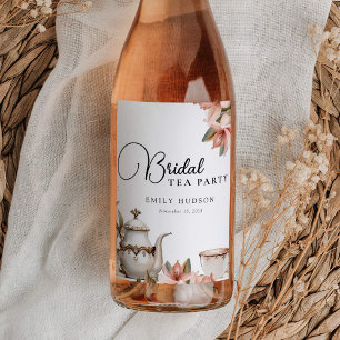Étiquette Pour Bouteilles De Vin Elégante Fête des mariées Tea Party