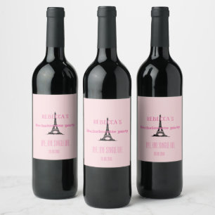 Étiquette Pour Bouteilles De Vin Elégante Fille Rose Paris Thème Bachelorette