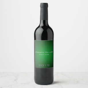 Étiquette Pour Bouteilles De Vin Élégante minimaliste Deep Green Vignette personnal