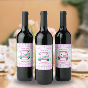 Étiquette Pour Bouteilles De Vin Élégante partie de golf féminin Panier Anniversair