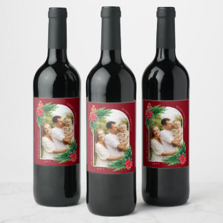 Étiquette Pour Bouteilles De Vin Élégante photo de Noël Végétation hivernale
