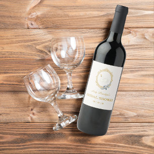 Étiquette Pour Bouteilles De Vin Élégante réception de mariage bleu et or de l'ère