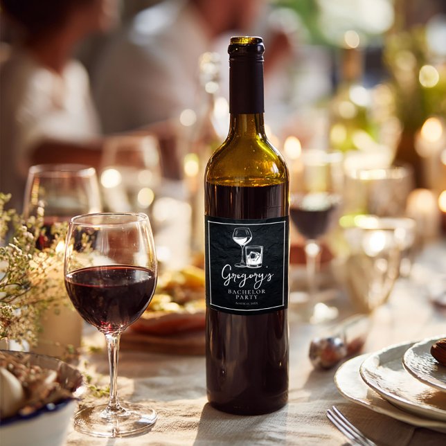Étiquette Pour Bouteilles De Vin Élégante soirée d'enterrement de vie de garçon sty (Créateur téléchargé)