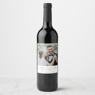 Étiquette Pour Bouteilles De Vin Élégante Typographie De Script Minimaliste Mariage
