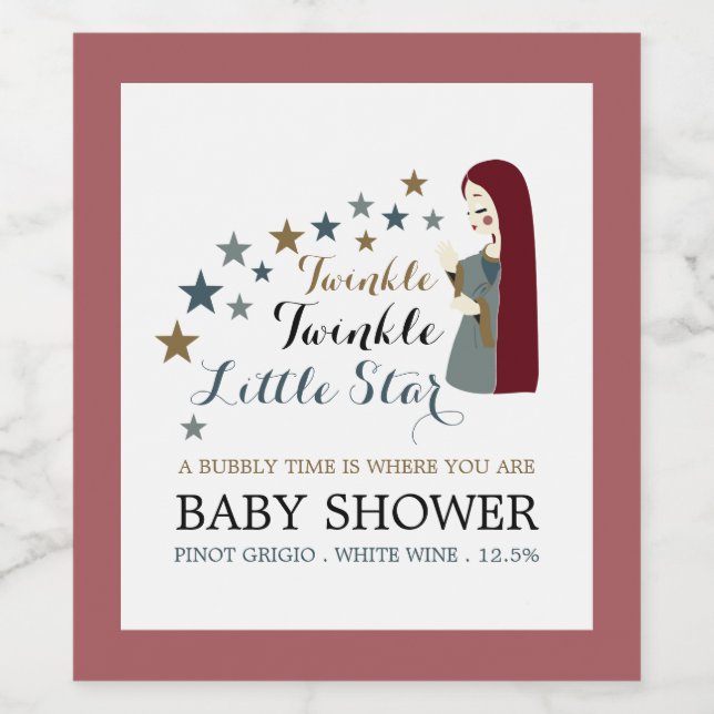 Étiquette Pour Bouteilles De Vin Élégantes Étoiles en chute, Baby shower (Étiquettes simples)