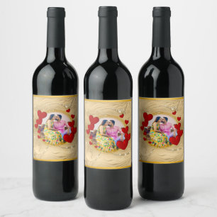 Étiquette Pour Bouteilles De Vin Élégantes Saint-Valentin, Amour, Cœur Rouge Annive