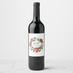 Étiquette Pour Bouteilles De Vin Élégants Noms Vintages de fleurs rouges vertes