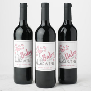 Étiquette Pour Bouteilles De Vin Elephant Hearts Baby shower Étiquette de vin