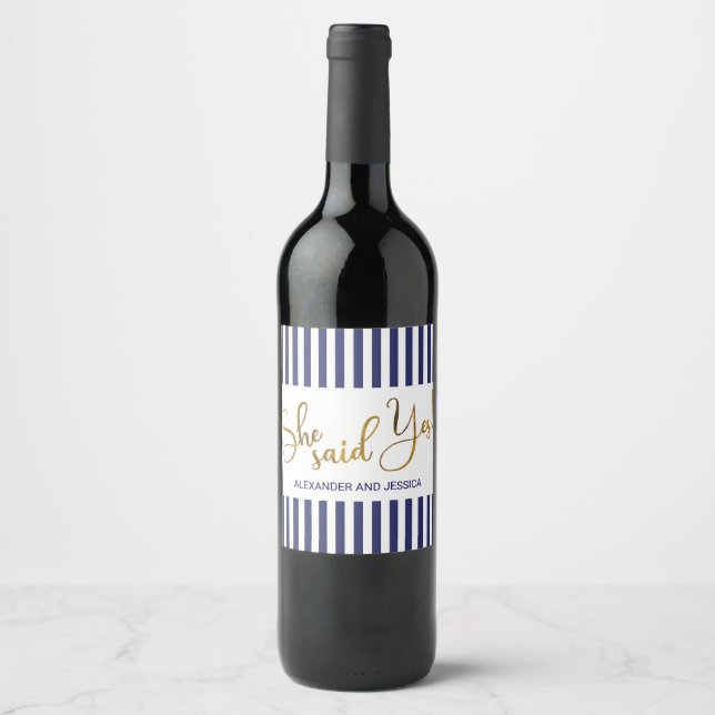 Étiquette Pour Bouteilles De Vin Elle a dit oui (Devant)