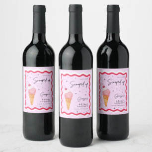 Étiquette Pour Bouteilles De Vin Elle a été ramassée Rose et Rouge Vague Rétro 