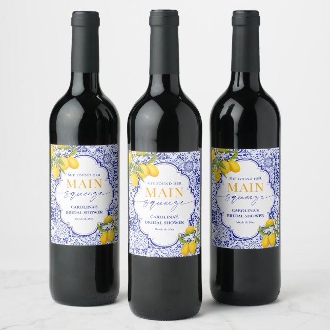 Étiquette Pour Bouteilles De Vin Elle a trouvé son Shower de mariage "Main Squeeze" (Bouteilles)