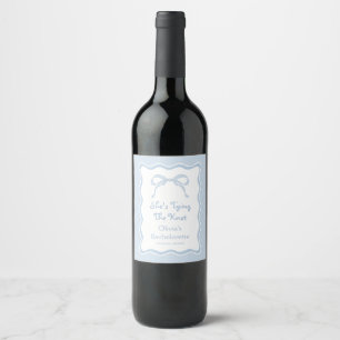 Étiquette Pour Bouteilles De Vin Elle Attache le Nœud Papillon Bleu Enterrement de