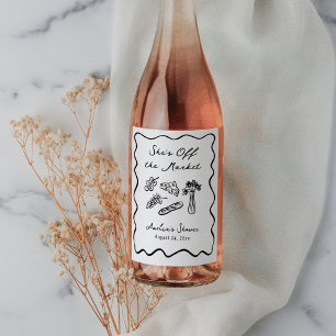 Étiquette Pour Bouteilles De Vin Elle est hors du marché Gras & Fantaisiste Dessin