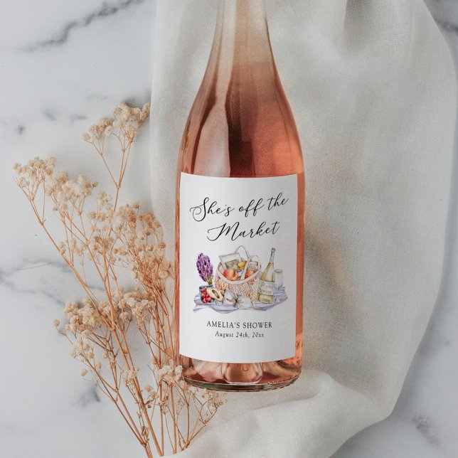 Étiquette Pour Bouteilles De Vin Elle est hors du marché Mariée de marché aux agric (Créateur téléchargé)
