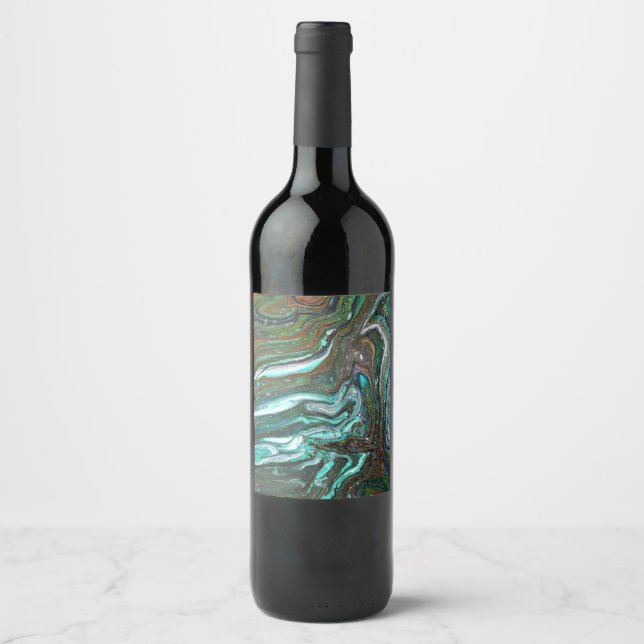 Étiquette Pour Bouteilles De Vin Emballer jusqu'à 2 bouteilles de vin Abstrait vert (Devant)