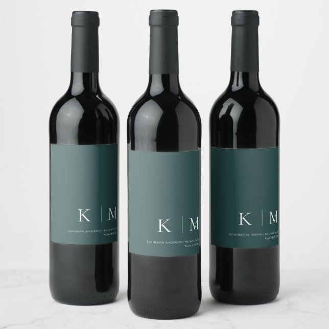 Étiquette Pour Bouteilles De Vin Emerald Green et White-Mariage- (Bouteilles)