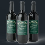 Étiquette Pour Bouteilles De Vin Emerald & Sage Feuille Rustic Mariage Merci<br><div class="desc">Ces étiquettes de vin rendront votre célébration mariage d'autant plus spéciale. Elles présentent un design simple mais élégant avec des touches de feuilles vert sauge peints à la main ou d'olive pâle sur un arrière - plan vert émeraude marbré. Le texte dit : Merci pour célébrer avec nous avec des...</div>