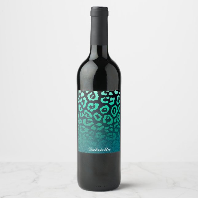 Étiquette Pour Bouteilles De Vin Empreinte de léopard (Devant)