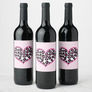 Étiquette Pour Bouteilles De Vin Empreinte de léopard du coeur sauvage