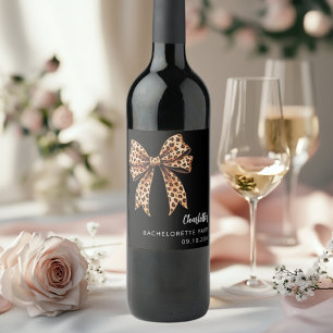 Étiquette Pour Bouteilles De Vin Empreinte de léopard noir Bachelorette Party