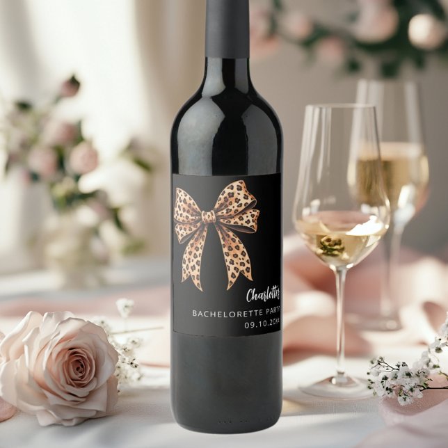 Étiquette Pour Bouteilles De Vin Empreinte de léopard noir Bachelorette Party (Créateur téléchargé)