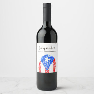 Étiquette Pour Bouteilles De Vin Empreinte digitale Coquito Boricua