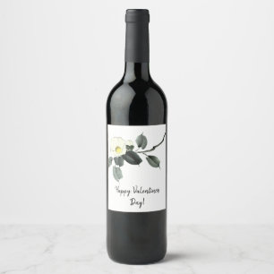 Étiquette Pour Bouteilles De Vin encre blanche de camélia sumi et aquarelle japonai