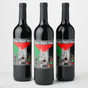 Étiquette Pour Bouteilles De Vin Enfants de Gaza peignant le drapeau de la Palestin