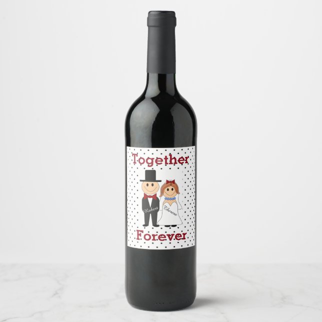 Étiquette Pour Bouteilles De Vin Ensemble pour toujours (Devant)
