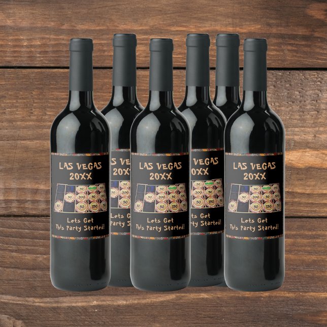 Étiquette Pour Bouteilles De Vin Enterrement de vie de jeune fille Casino | Machine (6 Wine Bottle Labels - In-Situ)