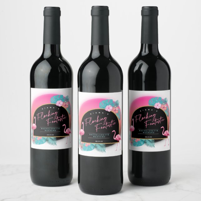 Étiquette Pour Bouteilles De Vin Enterrement de vie de jeune fille Flamingo Flockin (Bouteilles)