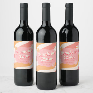 Étiquette Pour Bouteilles De Vin Enterrement de vie de jeune fille ivre d'amour Rét