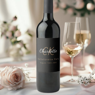 Étiquette Pour Bouteilles De Vin Enterrement de vie de jeune fille monogramme or no