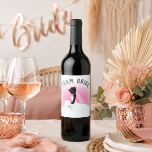 Étiquette Pour Bouteilles De Vin Enterrement de vie de jeune fille silhouette rose