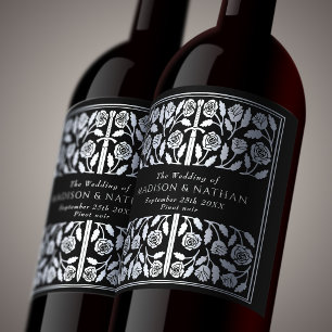 Étiquette Pour Bouteilles De Vin Épée Médiévale Royale Noir Argent Mariage