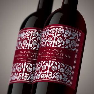 Étiquette Pour Bouteilles De Vin Épée Médiévale Royale Rouge Argent Mariage