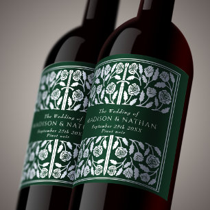 Étiquette Pour Bouteilles De Vin Épée Médiévale Royale Verte Argentée pour Mariage
