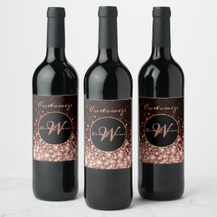 Étiquette Pour Bouteilles De Vin Épercée d'or Rose monogramme
